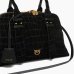 Сумка Pinko Bowling Bag Medium через плечо с нубука с бронзовой фурнитурой черный 38x13x32 см 105906A2YWZ99Q