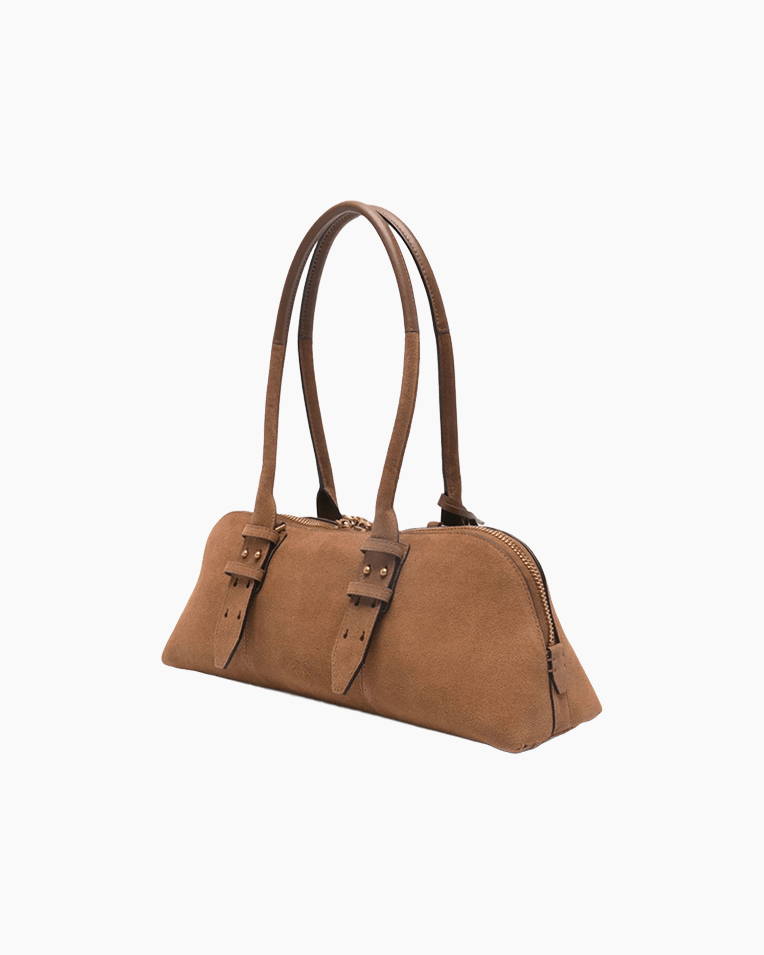 Сумка Pinko Bowling Horizontal Big Suede + Vitello Sb через плечо замша карамель 24x11х38 см 106169A2JHL17Q