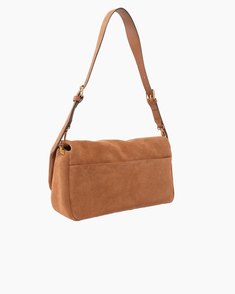 Сумка Pinko Click Horizontal Handle Classic Suede через плече замша карамель 17x10х32 см 106178A0F6L17Q