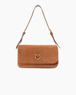 Сумка Pinko Click Soft Horizontal Handle Classic Suede через плечо замша карамель 17x10х32 см 106178A0F6L17Q