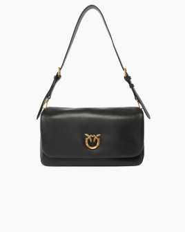 Сумка Pinko Click Soft Horizontal Handle Classic Vitello через плечо с бронзовой фурнитурой в гладкой коже черный 17x10х32 см 106178A0QOZ99Q