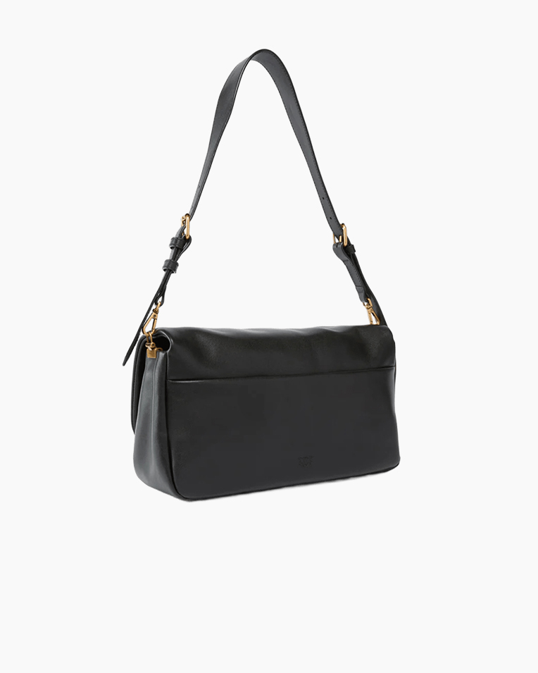 Сумка Pinko Click Horizontal Handle Classic Vitello через плече з бронзовою фурнітурою в гладкій шкірі чорний 17x10х32 см 106178A0QOZ99Q
