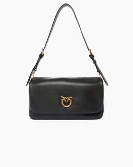 Сумка Pinko Click Soft Horizontal Handle Classic Vitello через плечо с бронзовой фурнитурой в гладкой коже черный 17x10х32 см 106178A0QOZ99Q