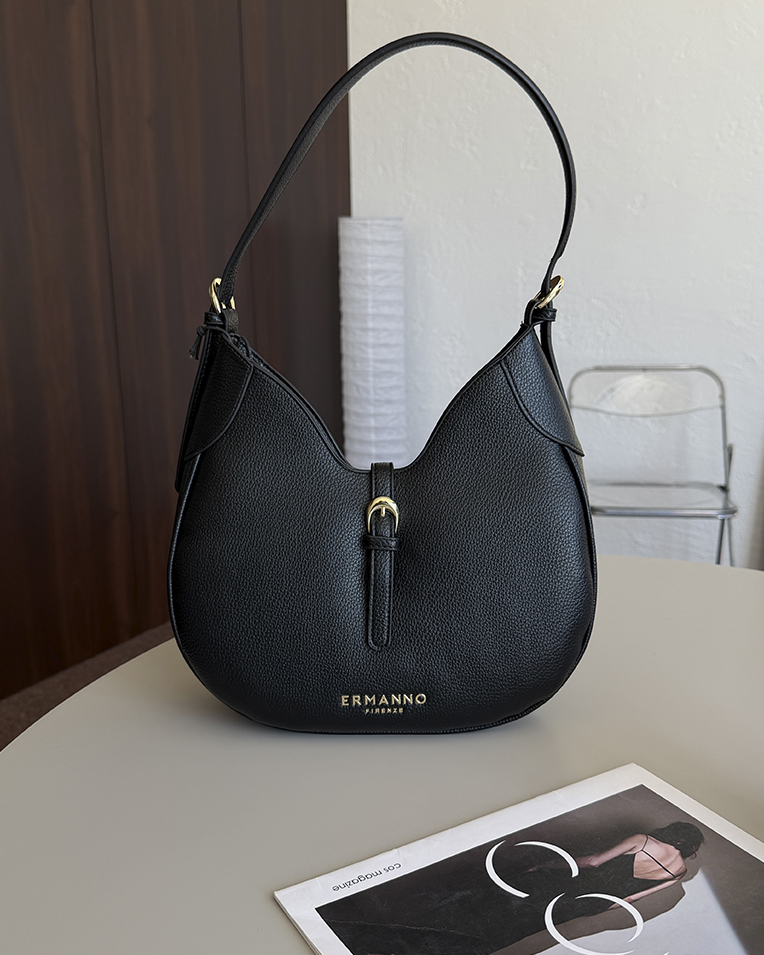 Сумка Ermanno Firenze Hobo Bunny medium, через плечо черный 32x8х23 см 12402286