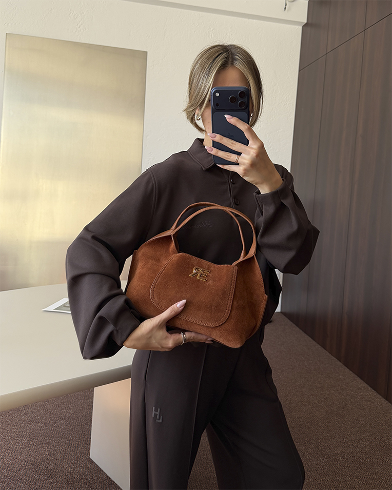 Сумка жіноча Ermanno Firenze Tote Candy Small тоут замша коричневий 34x12х20 см 12402306