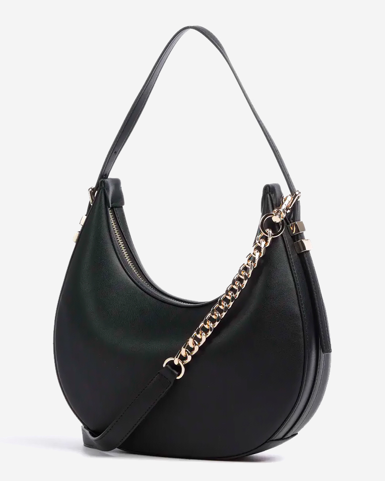 Сумка Twinset Hobo bag with Oval T, через плече із золотою фурнітурою чорний 27x6х26 см 241TB7066
