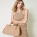 Сумка Twinset Florence shopper with bamboo handles, через плече з бамбуковими ручками з екошкіри коричнева 35x11х24 см 241TB7240