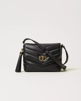 Сумка Twinset Dreamy Borsa a tracolla piccola in pelle, через плече із золотою фурнітурою шкіра чорний 19x7х16 см 241TB7341-00006