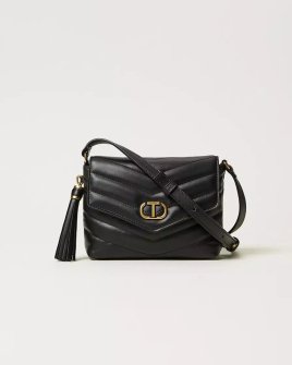 Сумка Twinset Dreamy Borsa a tracolla piccola in pelle, через плечо с золотой фурнитурой кожа черный 19x7х16 см 241TB734-00006