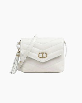 Сумка Twinset Dreamy Borsa a tracolla piccola in pelle, через плечо с золотой фурнитурой кожа белый 19x7х6 см 241TB734101
