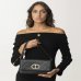 Сумка Twinset Shoulder bag with flap and Oval T, через плечо с золотой фурнитурой черная 25x6х15 см 242TB7252