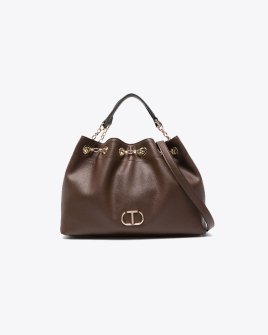 Сумка Twinset с логотипом Oval T, с ручками через плече коричневый 33x14х24 см 242TD8232