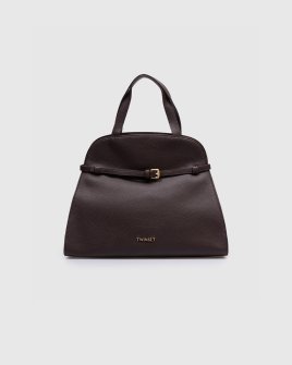 Сумка Twinset Farfetch, через плечо с логотипом кожа коричневый 35x14х16 см 242TD8372