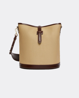 Сумка через плече Max Mara Domizia1 бавовна зі вставками шкіри бежевий 24x15x29 см 2515511035 002