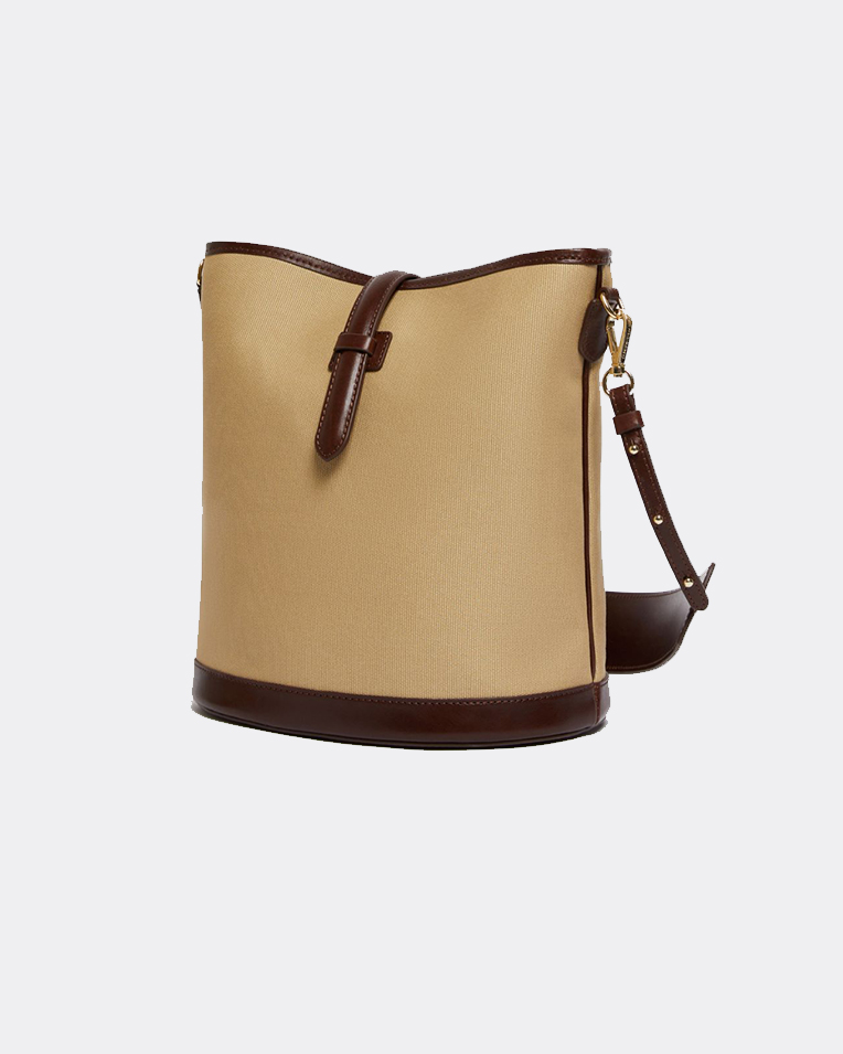 Сумка через плечо Max Mara Domizia1 хлопок с вставками кожи бежевый 24x15x29 см 2515511035 002
