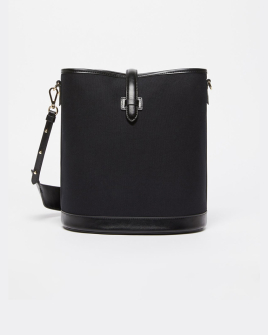Сумка через плечо Max Mara Domizia1 хлопок с вставками кожи черный 24x15x29 см 2515511035 004