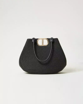 Сумка Twinset Lila, через плече імітація плетеної соломи із золотою фурнітурою бежевий 40x12х33 см 251TB7240-00006