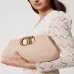Сумка Twinset Lila, через плечо имитация плетеной соломы с золотой фурнитурой бежевый 34x9х21 см 251TB7241-00193