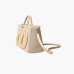 Сумка Twinset через плече з імітацією плетеної соломки з аплікацією Oval T бежевий 34x13х26 см 251TD8170
