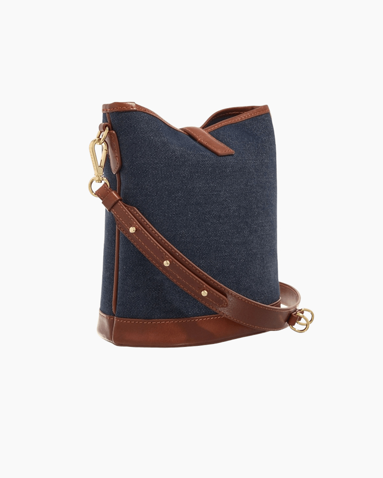 Сумка через плечо Max Mara Weekend Vasaiodenim хлопок с вставками кожи синий 20x13x21 см 2525516084 600 001