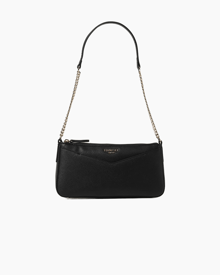 Сумка Twinset Shoulder bag с логотипом, через плечо с золотой фурнитурой черная 23x6х16 см 252TB703300006