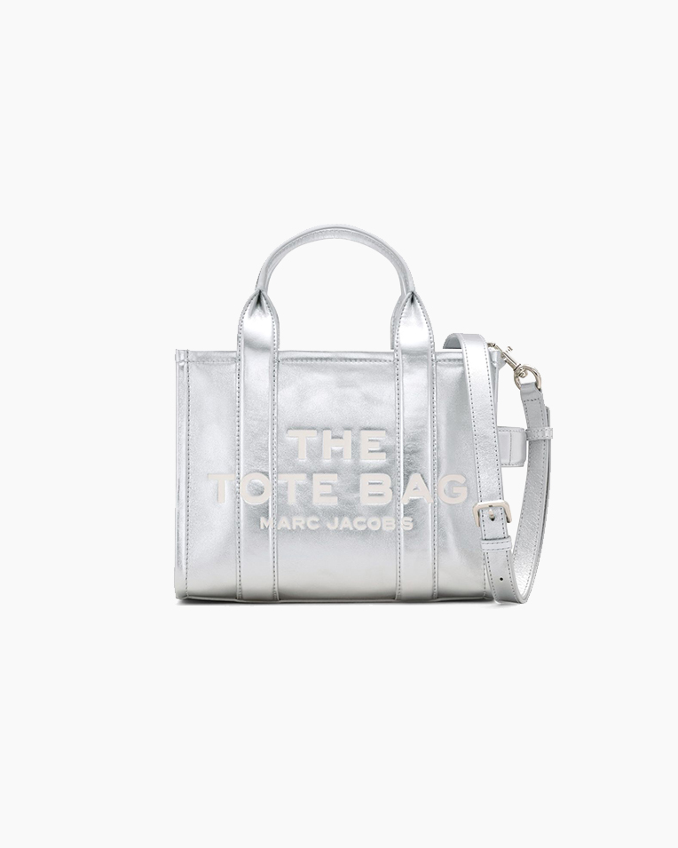 Сумка Marc Jacobs The Metallic Leather Small Tote Bag, тоут зернистая кожа серебристый 26x13х21 см 2F3HTT004H01039
