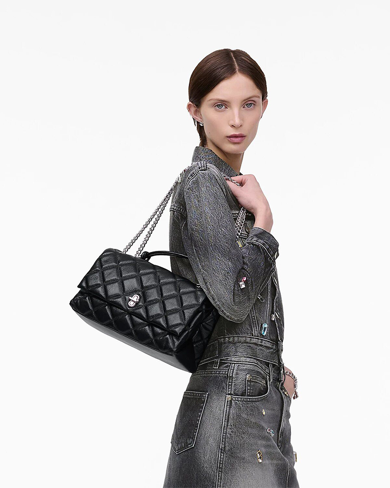 Сумка Marc Jacobs The Quilted Dual Convertible Shoulder Bag через плечо стеганая кожа черный 18x18х35 см 2S5HCR007H02 001