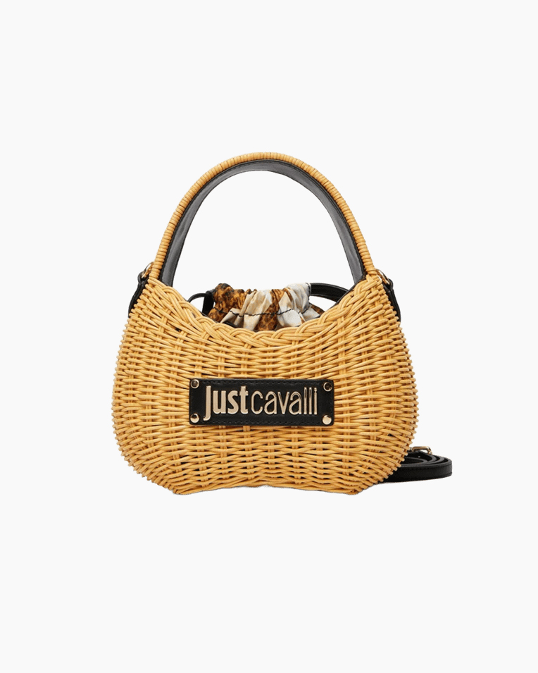 Сумка Just Cavalli Midolino mini плетеная через плече бежевая 23x6х23 см 80RA4BQ2ZG427