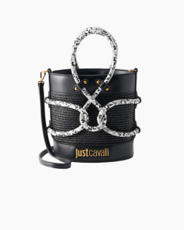 Сумка Just Cavalli Knot через плече зі зміїним принтом чорний 20x14х24 см 80RA4BR1ZSE01 Сумка Just Cavalli Knot через плече зі зміїним принтом чорний 20x14х24 см 80RA4BR1ZSE01