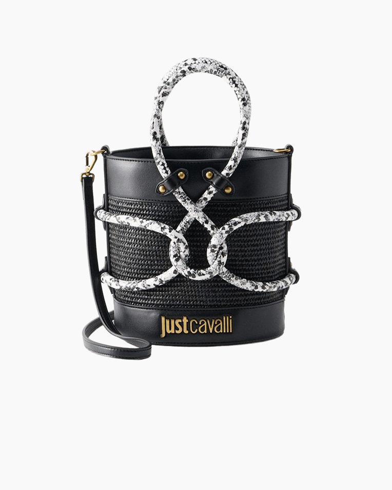 Сумка Just Cavalli Knot через плече со змеиным принтом черный 20x14х24 см 80RA4BR1ZSE01