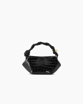 Сумка Ganni Croc Patent Bou Bucket mini черный 25x11х11,5 см A6089