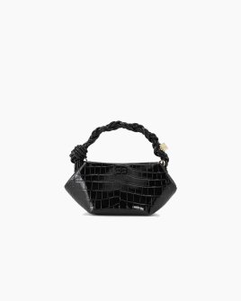 Сумка Ganni Croc Patent Bou Bucket mini черный 25x11х11,5 см A6089