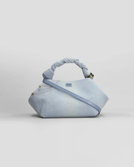 Сумка Ganni Bou Bag small бавовна блакитна 29х14 см A6497
