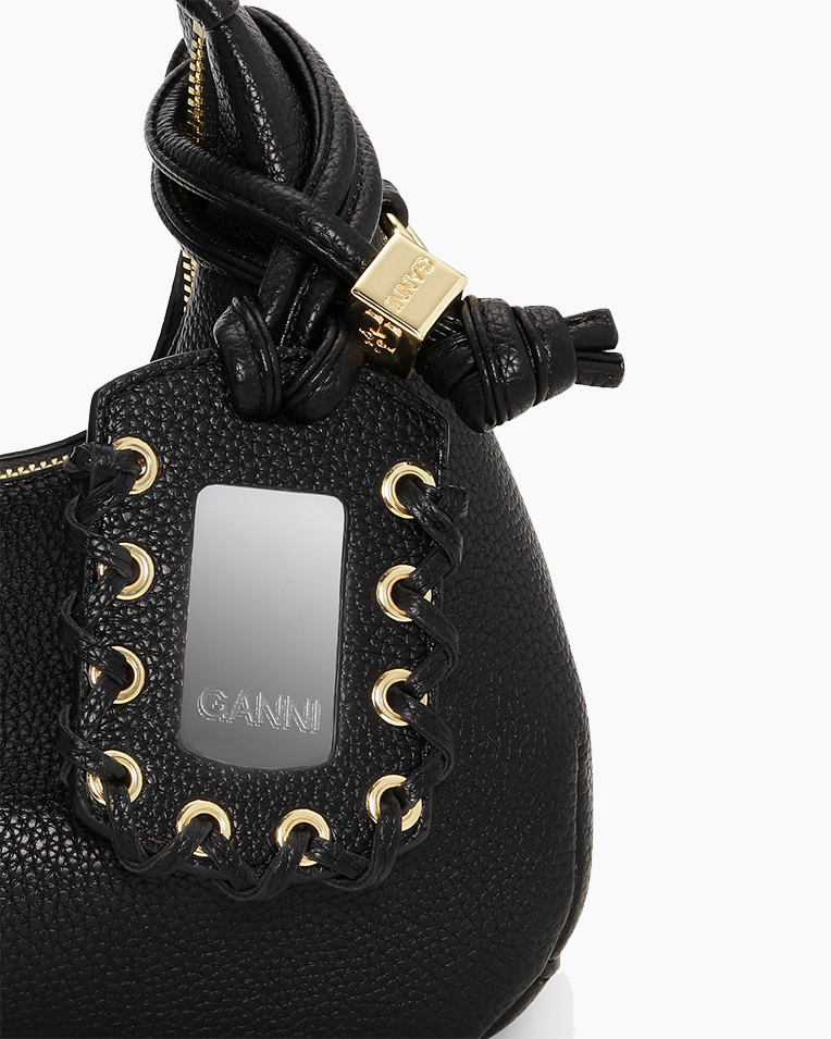 Сумка Ganni Small Mini Hobo bag чорний хабо 24,5x12х24 см A6976