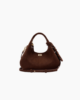 Сумка Ganni Suede Mini Hobo Bag хабо замша коричневий 24,5x12х24 см B2070016 Сумка Ganni Suede Mini Hobo Bag хабо замша коричневий 24,5x12х24 см B2070016