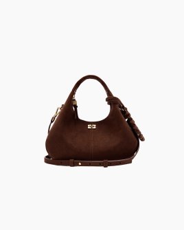 Сумка Ganni Suede Mini Hobo Bag хабо замша коричневий 24,5x12х24 см B2070016