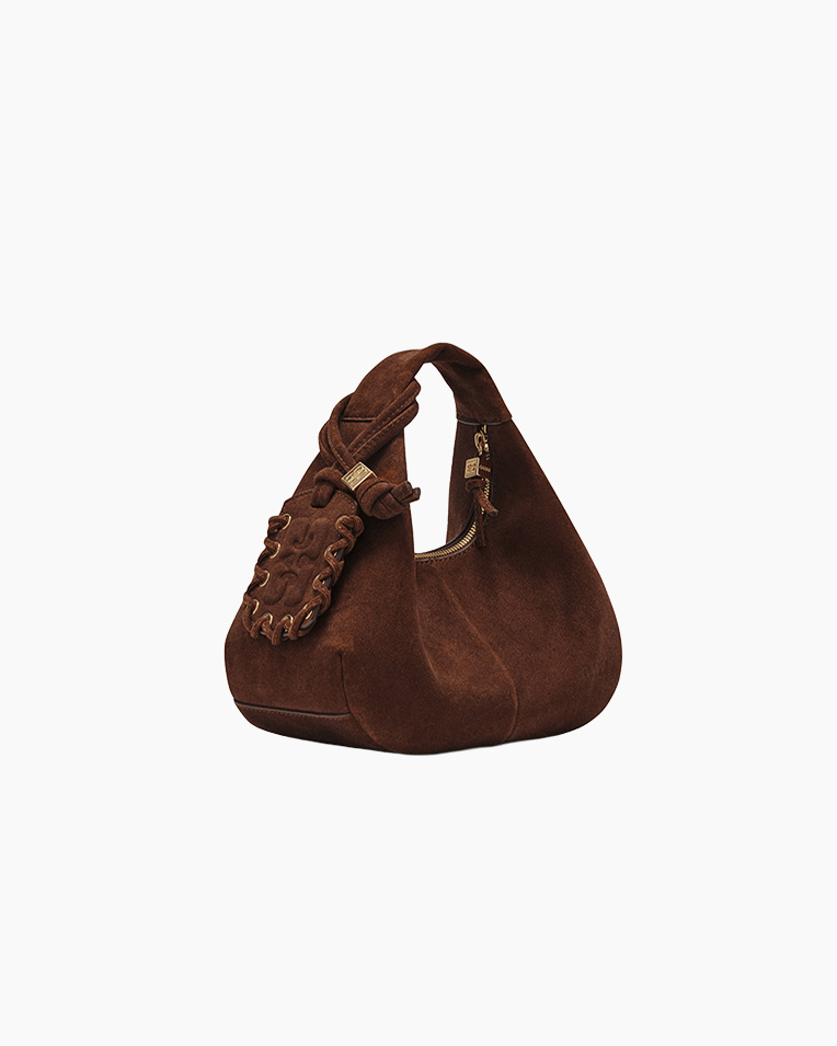 Сумка Ganni Suede Mini Hobo Bag хабо замша коричневый 24,5x12х24 см B2070016
