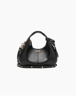 Сумка Ganni Mini Hobo Bag Studs хабо чёрная с застёжками 24x13х19 см B2070100