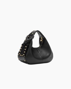 Сумка Ganni Mini Hobo Bag Studs хабо чёрная с застёжками 24x13х19 см B2070100