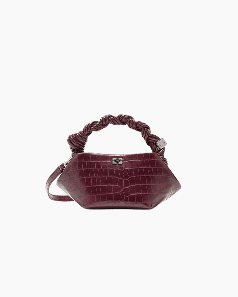 Сумка Ganni Bou Bag Burgundy Croco бордова 25х11х11.5 см B2100028