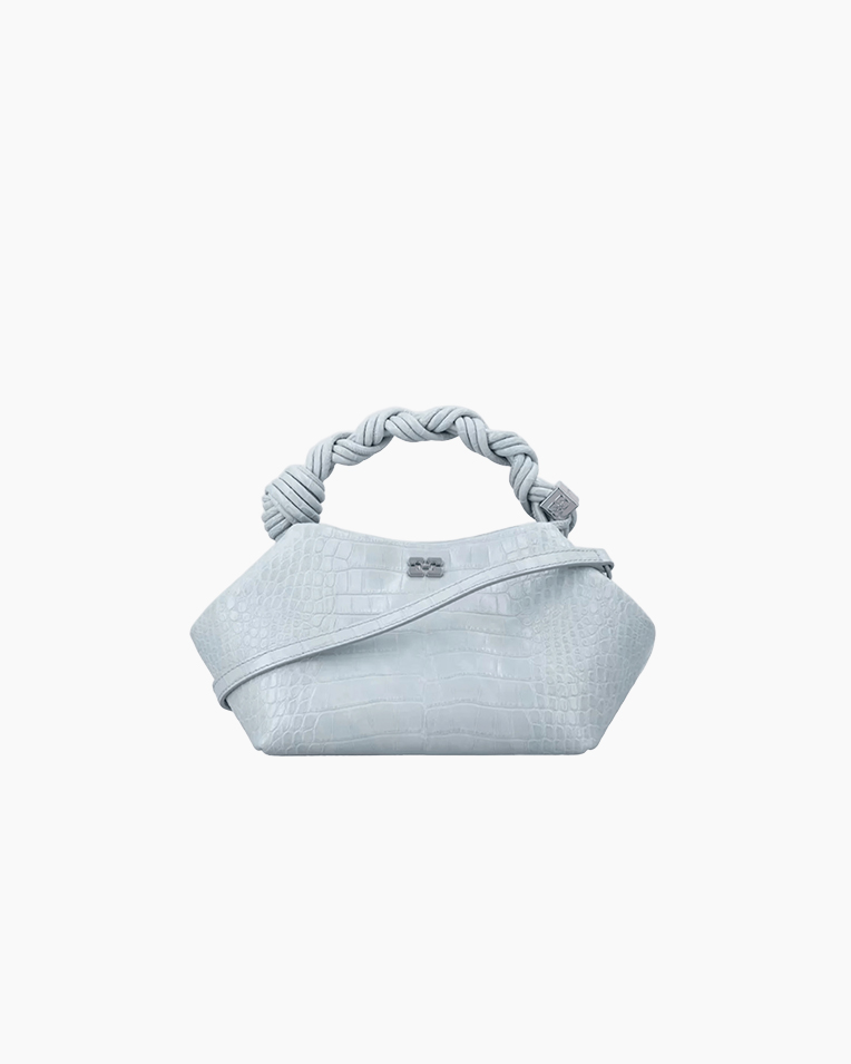 Сумка Ganni Bou Bag mini сіро блакитна 25х12х13 см B2100031