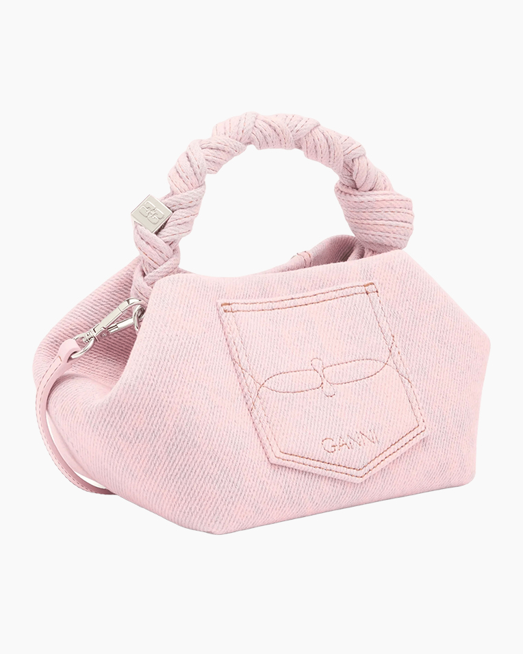 Сумка Ganni Bou Bag small тоут бавовна рожевий 29х14 см B2100044 