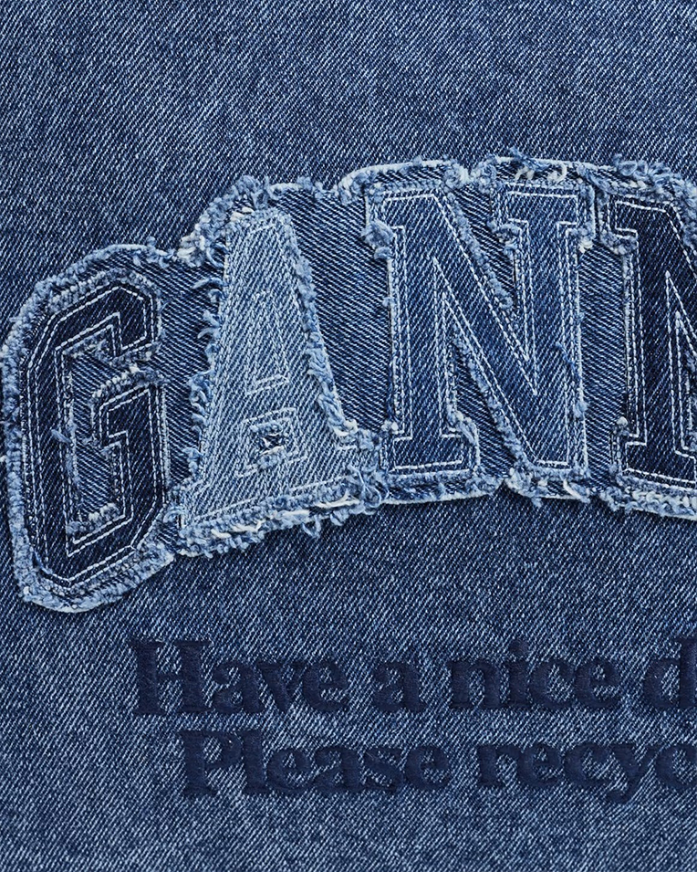 Сумка Ganni Medium Trapeze Shopper Denim хлопок голубой 38х16х30 см B2110090