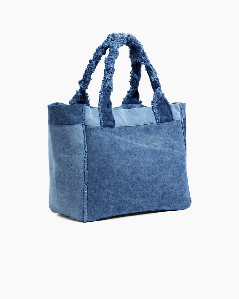 Сумка Ganni Medium Trapeze Shopper Denim бавовна блакитна 38х16х30 см B2110090