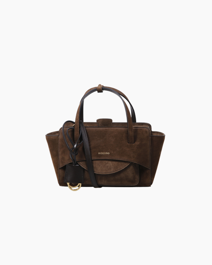 Сумка жіноча Hidesins shoulder bag FLAP M через плече замша темно коричневий 34×21×12 см FL12TRTMRz