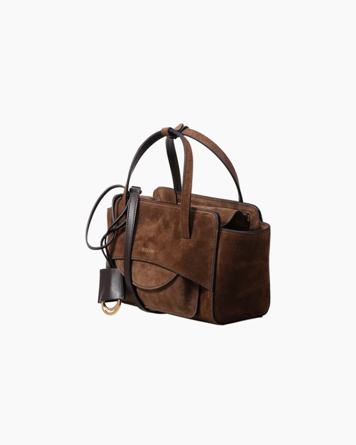 Сумка жіноча Hidesins shoulder bag FLAP M через плече замша темно коричневий 34×21×12 см FL12TRTMRz