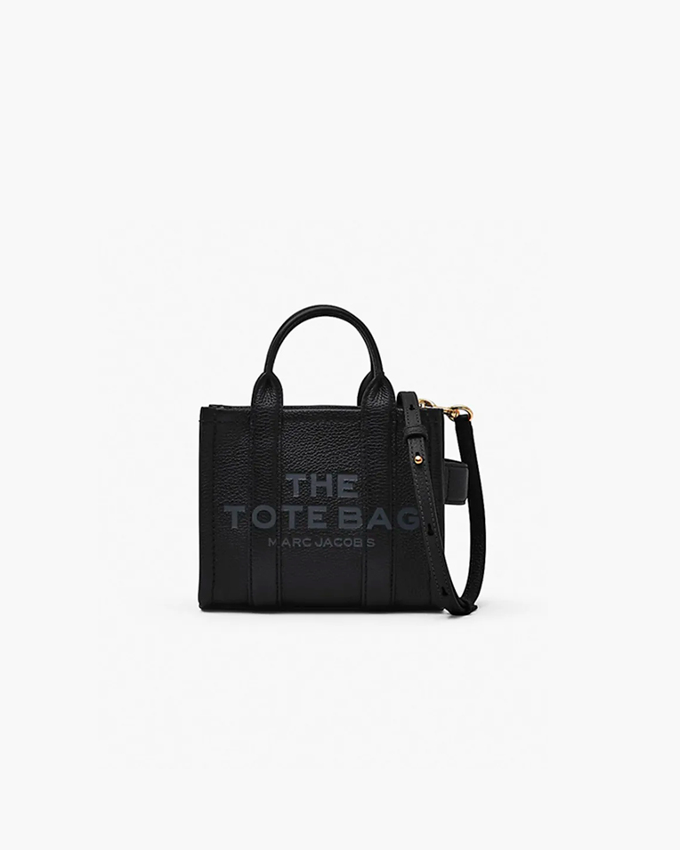 Сумка Marc Jacobs The Leather Micro Tote Bag, тоут зернистая кожа черный 18x10х15 см H053L01RE22-001