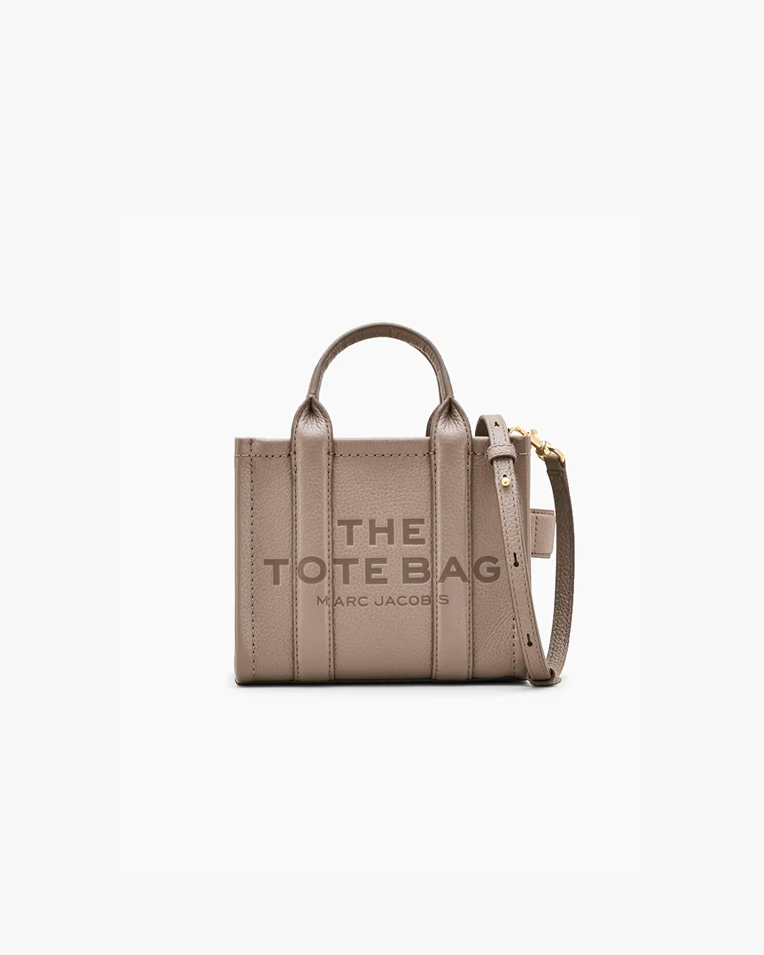 Сумка Marc Jacobs The Leather Micro Tote Bag, тоут зернистая кожа серо бежевый 18x10х15 см H053L01RE22055