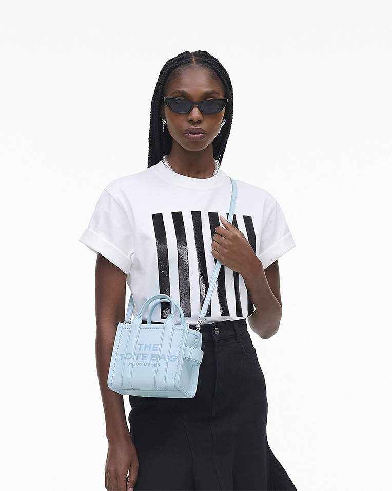 Сумка Marc Jacobs Leather Crossbody Tote Bag, тоут зерниста шкіра блакитний 18x10х15 см H053L01RE22465