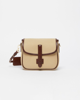 Сумка Max Mara Gapnew через плечо текстиль с вставками кожи бежевый 18x6x16 см WE5511025506002